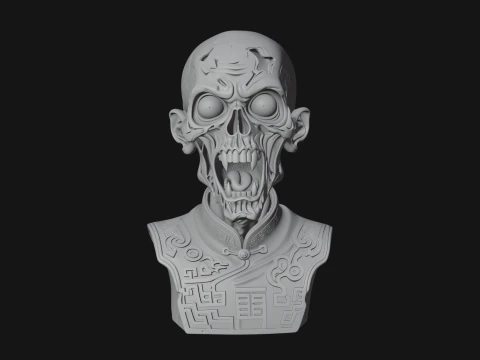 Zombie Bust Statue Design 6 - 3D Print Model 3D Print Model