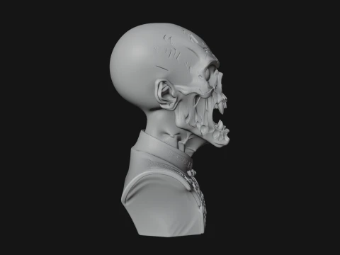 Zombie Bust Statue Design 6 - 3D Print Model 3D Print Model