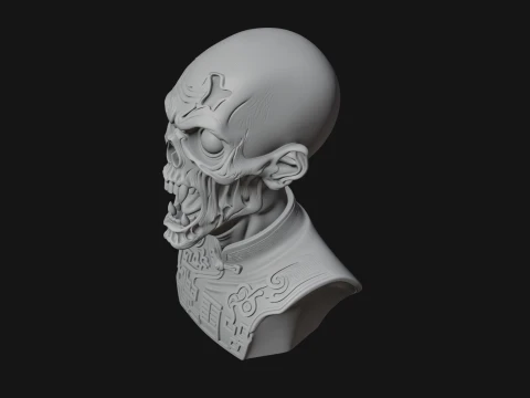Zombie Bust Statue Design 6 - 3D Print Model 3D Print Model
