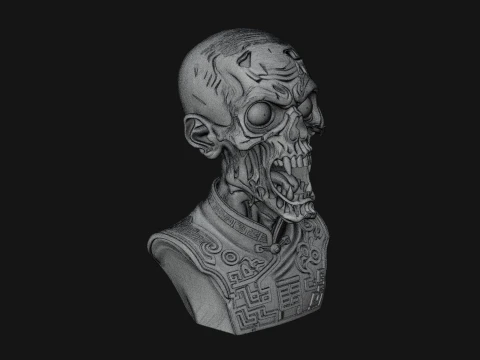 Zombie Bust Statue Design 6 - 3D Print Model 3D Print Model
