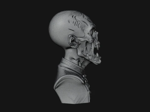 Zombie Bust Statue Design 6 - 3D Print Model 3D Print Model