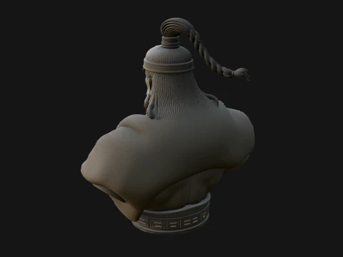 Mongol Warrior Bust Statue Design 7 - 3D Print Model 3D Print Model