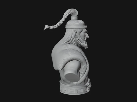 Mongol Warrior Bust Statue Design 7 - 3D Print Model 3D Print Model