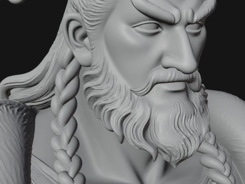 Mongol Warrior Bust Statue Design 7 - 3D Print Model 3D Print Model