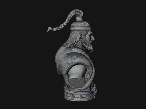 Mongol Warrior Bust Statue Design 7 - 3D Print Model 3D Print Model