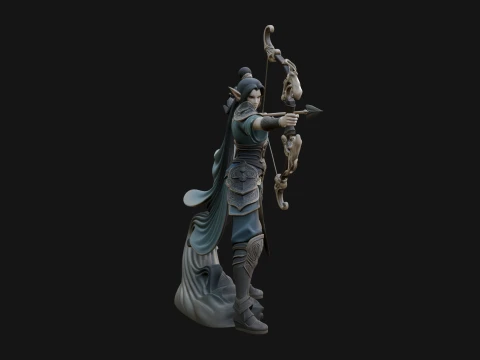 Elven Archer Queen Statue Design 3 - 3D Print Model 3D Print Model