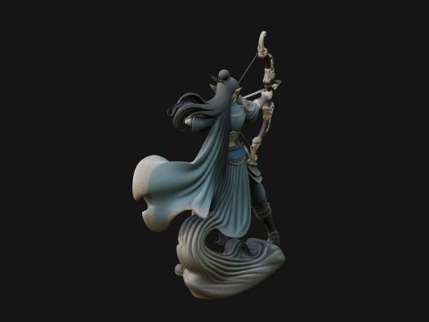 Elven Archer Queen Statue Design 3 - 3D Print Model 3D Print Model