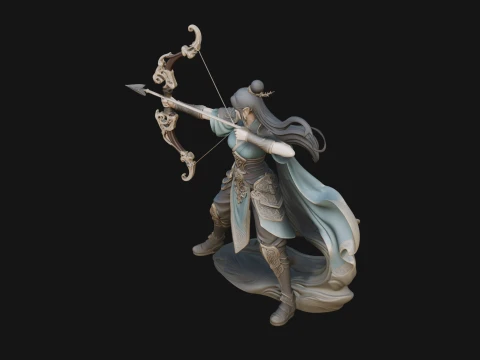 Elven Archer Queen Statue Design 3 - 3D Print Model 3D Print Model