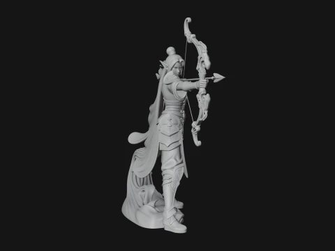 Elven Archer Queen Statue Design 3 - 3D Print Model 3D Print Model