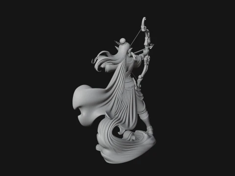 Elven Archer Queen Statue Design 3 - 3D Print Model 3D Print Model