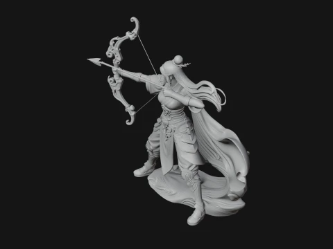 Elven Archer Queen Statue Design 3 - 3D Print Model 3D Print Model