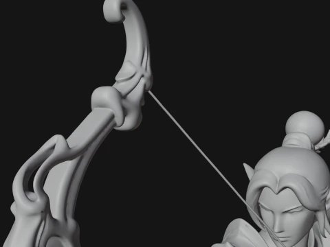 Elven Archer Queen Statue Design 3 - 3D Print Model 3D Print Model