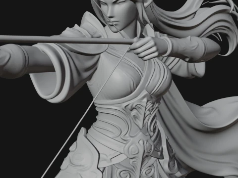 Elven Archer Queen Statue Design 3 - 3D Print Model 3D Print Model