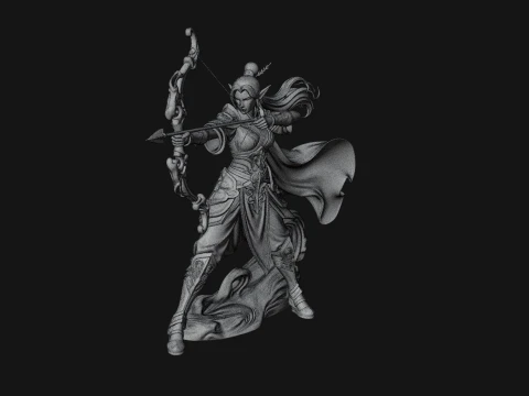 Elven Archer Queen Statue Design 3 - 3D Print Model 3D Print Model