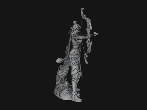 Elven Archer Queen Statue Design 3 - 3D Print Model 3D Print Model