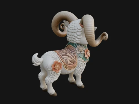 Floral Chibi Ram Statue Design 3 - 3D Print Model Modelo de impresión 3D