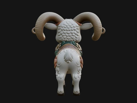 Floral Chibi Ram Statue Design 3 - 3D Print Model 3D Print Model