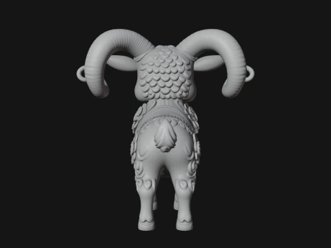 Floral Chibi Ram Statue Design 3 - 3D Print Model 3D Print Model