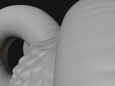 Floral Chibi Ram Statue Design 3 - 3D Print Model 3D Print Model