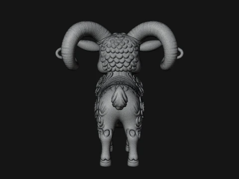Floral Chibi Ram Statue Design 3 - 3D Print Model 3D Print Model