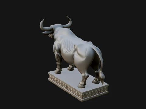Bull on Pedestal Statue Design 2 - 3D Print Model 3D Print Model