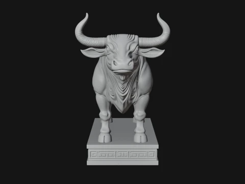 Bull on Pedestal Statue Design 2 - 3D Print Model 3D Print Model