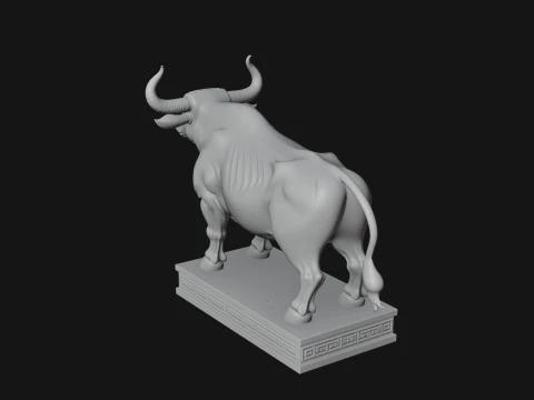 Bull on Pedestal Statue Design 2 - 3D Print Model 3D Print Model