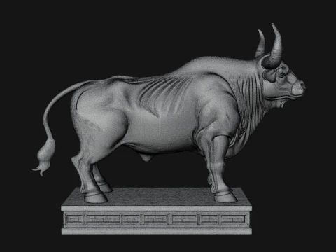 Bull on Pedestal Statue Design 2 - 3D Print Model 3D Print Model