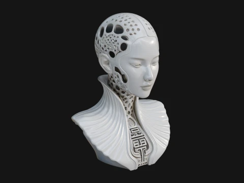 Ethereal Lace Woman Bust Statue Design 2 - 3D Print Model Model do druku 3D