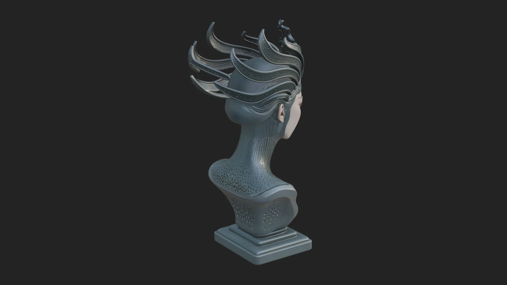Flame Hair Abstract Bust Statue Design 2 - 3D Print Model 3D Print Model .c4d .max .obj .3ds .fbx .stl .blend 