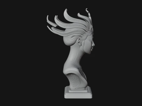 Flame Hair Abstract Bust Statue Design 2 - 3D Print Model 3D Print Model