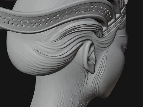 Flame Hair Abstract Bust Statue Design 2 - 3D Print Model 3D Print Model