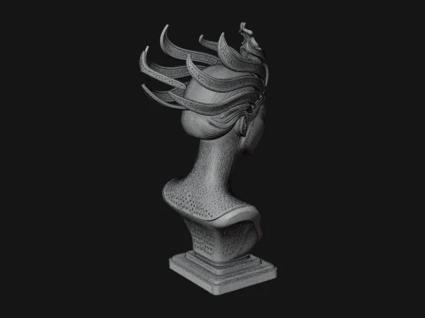 Flame Hair Abstract Bust Statue Design 2 - 3D Print Model 3D Print Model