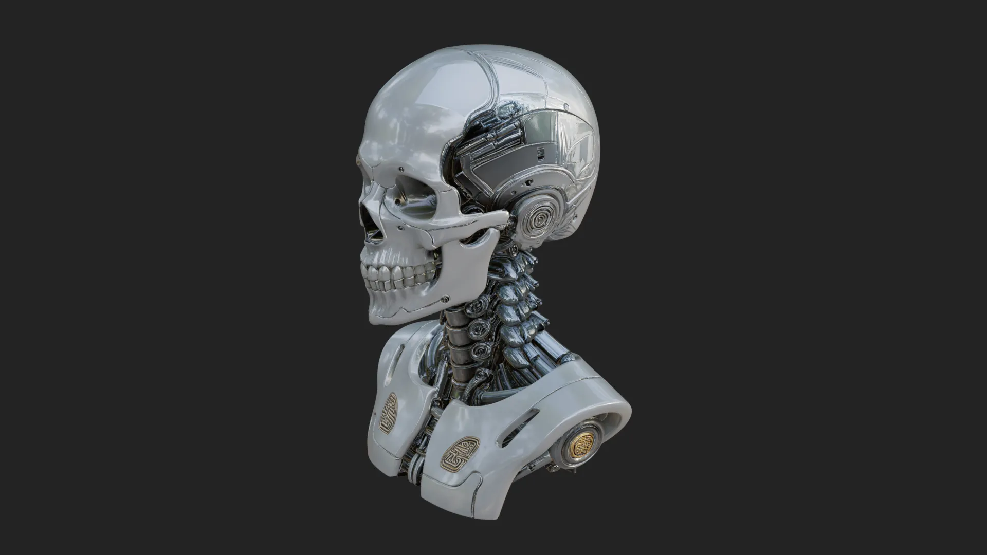 Cyborg Skull Bust Statue Design 4 - 3D Print Model 3D Print Model .c4d .max .obj .3ds .fbx .stl .blend 