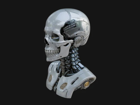 Cyborg Skull Bust Statue Design 4 - 3D Print Model 3D Print Model
