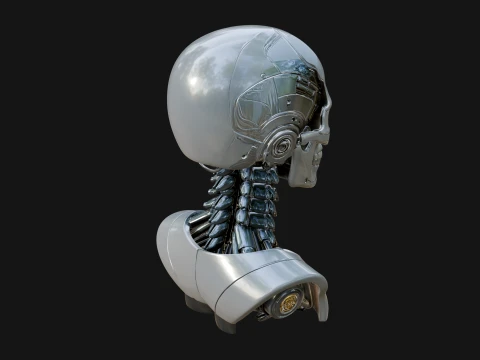 Cyborg Skull Bust Statue Design 4 - 3D Print Model 3D Print Model