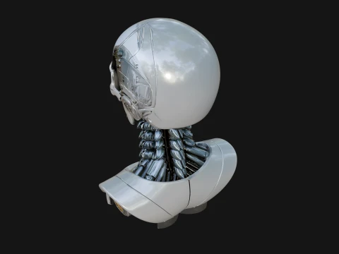 Cyborg Skull Bust Statue Design 4 - 3D Print Model 3D Print Model