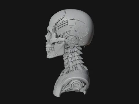 Cyborg Skull Bust Statue Design 4 - 3D Print Model 3D Print Model