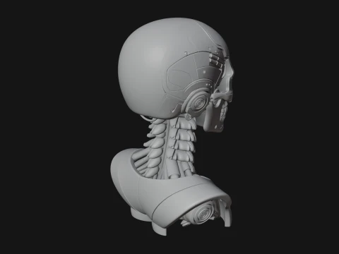 Cyborg Skull Bust Statue Design 4 - 3D Print Model 3D Print Model