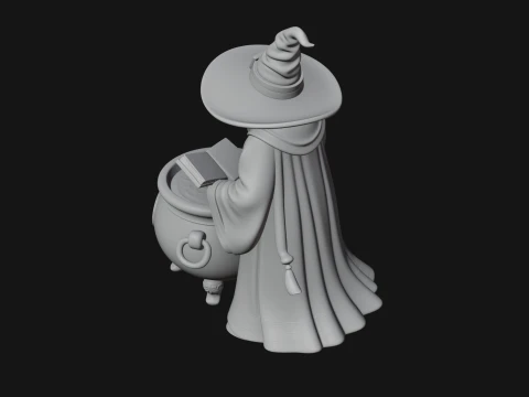 Wizard with Cauldron Statue Design 3 - 3D Print Model 3D Print Model