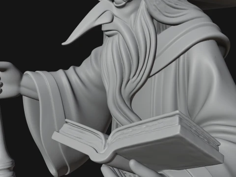 Wizard with Cauldron Statue Design 3 - 3D Print Model 3D Print Model
