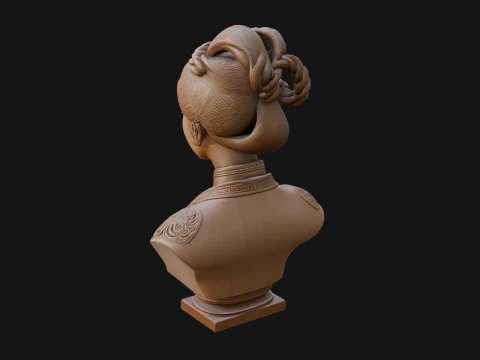 Chinese Woman Braided Bust Statue Design 4 - 3D Print Model 3D Print Model