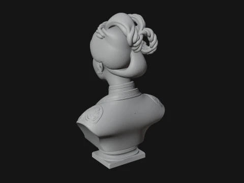 Chinese Woman Braided Bust Statue Design 4 - 3D Print Model 3D Print Model