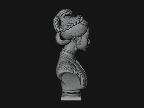 Chinese Woman Braided Bust Statue Design 4 - 3D Print Model 3D Print Model