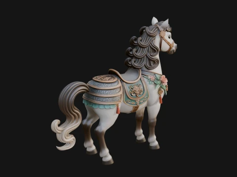 Floral Chibi Horse Statue Design 2 - 3D Print Model Modelo de impresión 3D