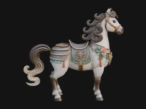 Floral Chibi Horse Statue Design 2 - 3D Print Model 3D Print Model