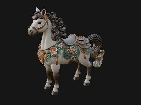 Floral Chibi Horse Statue Design 2 - 3D Print Model 3D Print Model