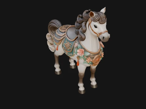 Floral Chibi Horse Statue Design 2 - 3D Print Model 3D Print Model
