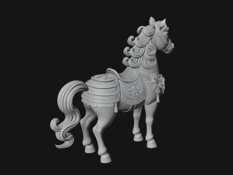 Floral Chibi Horse Statue Design 2 - 3D Print Model 3D Print Model