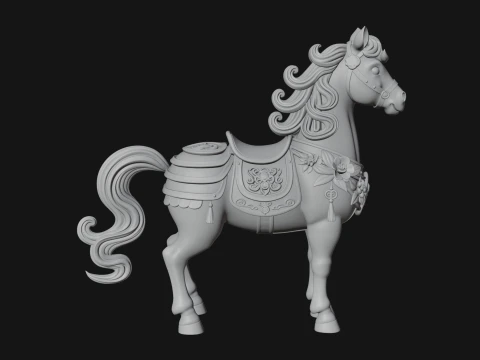 Floral Chibi Horse Statue Design 2 - 3D Print Model 3D Print Model